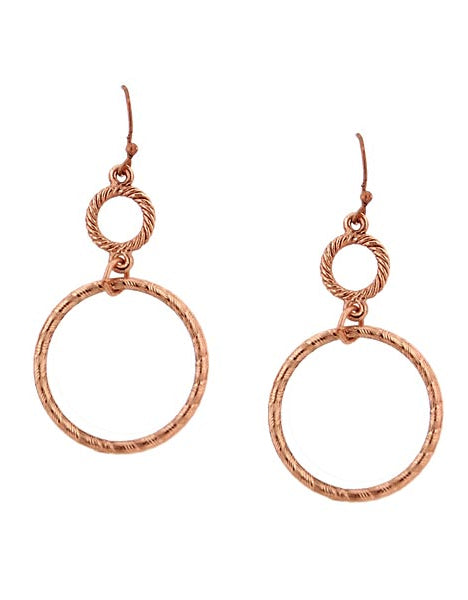 1928 Jewelry Copper Double Hoop Wire Earrings