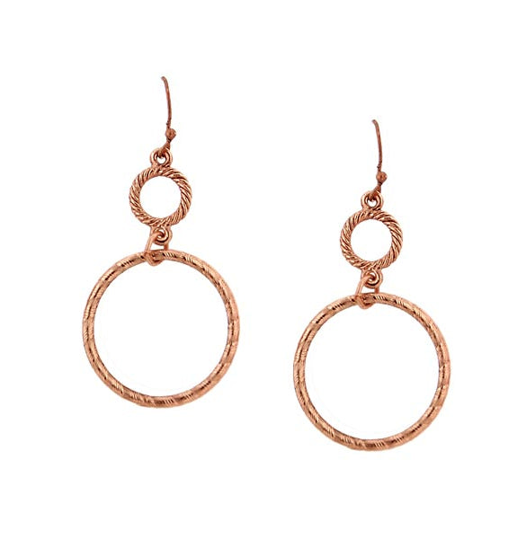 1928 Jewelry Copper Double Hoop Wire Earrings