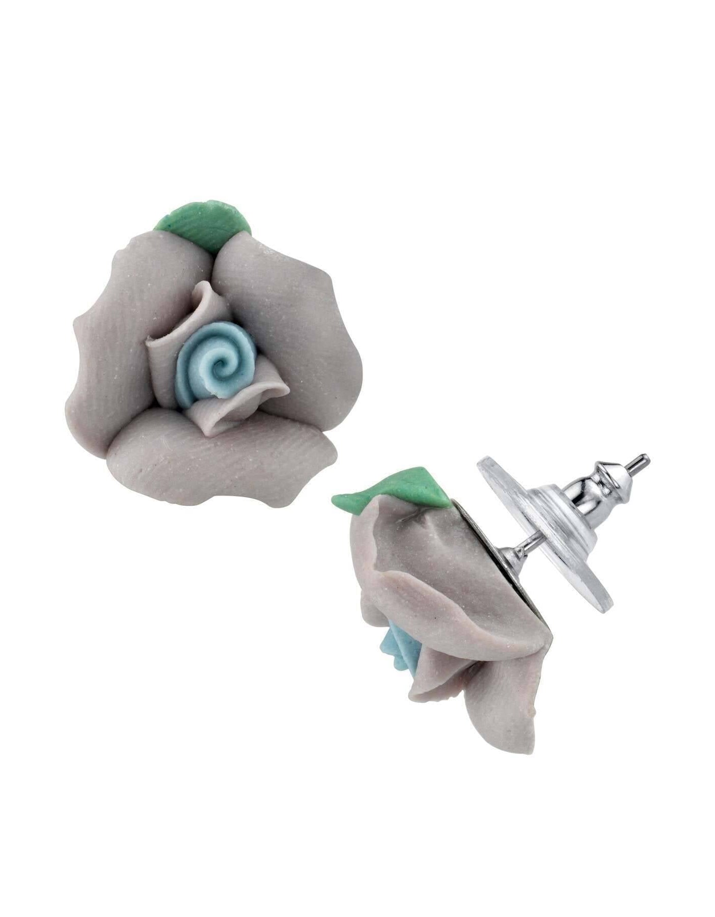 1928 Jewelry Classic Porcelain Rose Post Earrings