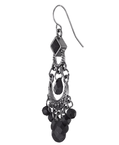 1928 Jewelry Black Crescent Briolette Chandelier Earrings