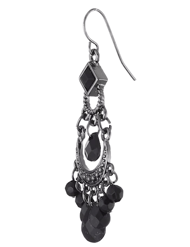 1928 Jewelry Black Crescent Briolette Chandelier Earrings