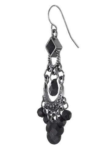 1928 Jewelry Black Crescent Briolette Chandelier Earrings