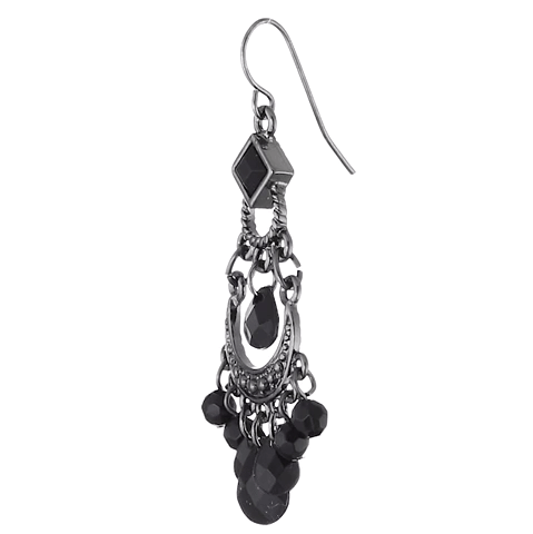 1928 Jewelry Black Crescent Briolette Chandelier Earrings