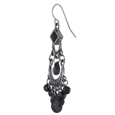 1928 Jewelry Black Crescent Briolette Chandelier Earrings