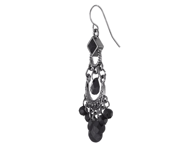 1928 Jewelry Black Crescent Briolette Chandelier Earrings