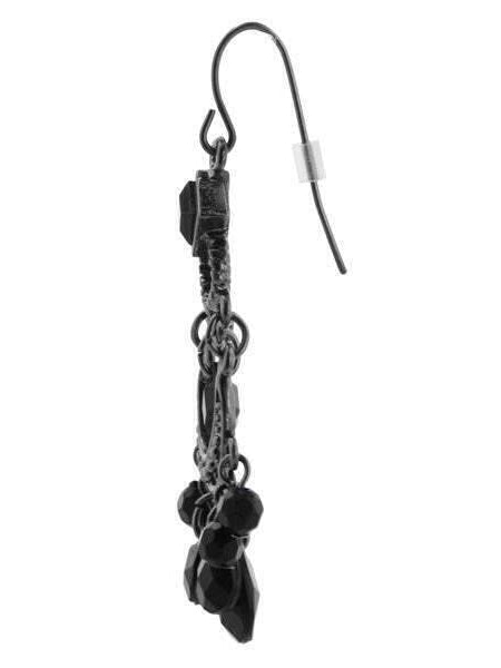 1928 Jewelry Black Crescent Briolette Chandelier Earrings