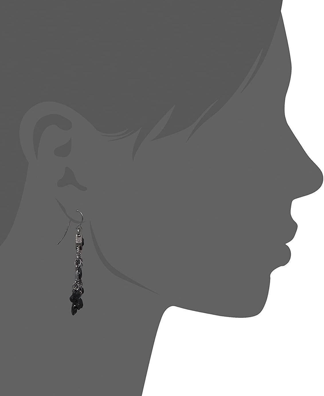 1928 Jewelry Black Crescent Briolette Chandelier Earrings