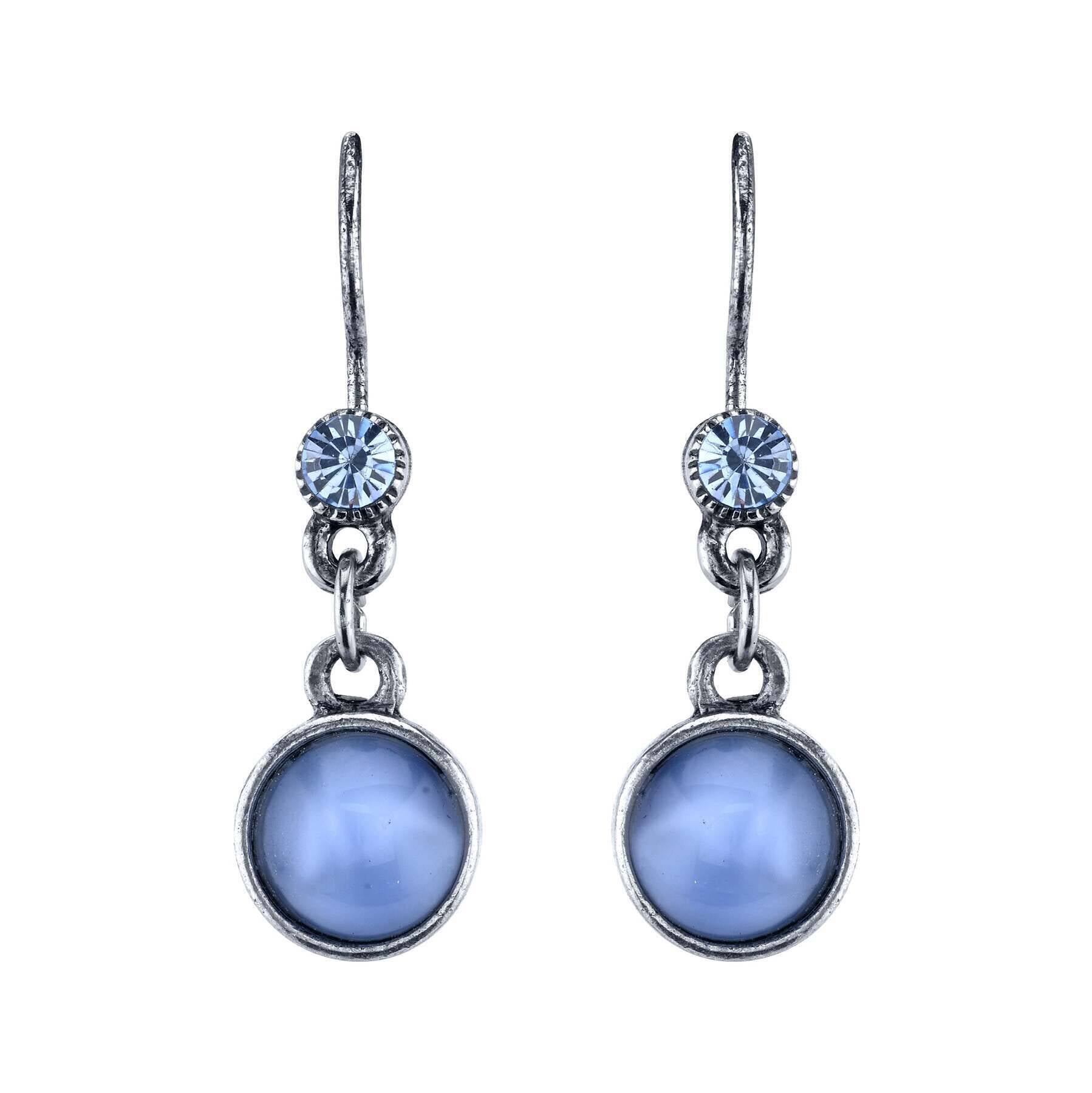1928 Jewelry Light Sapphire Blue Crystal And Blue Moonstone Drop Earrings