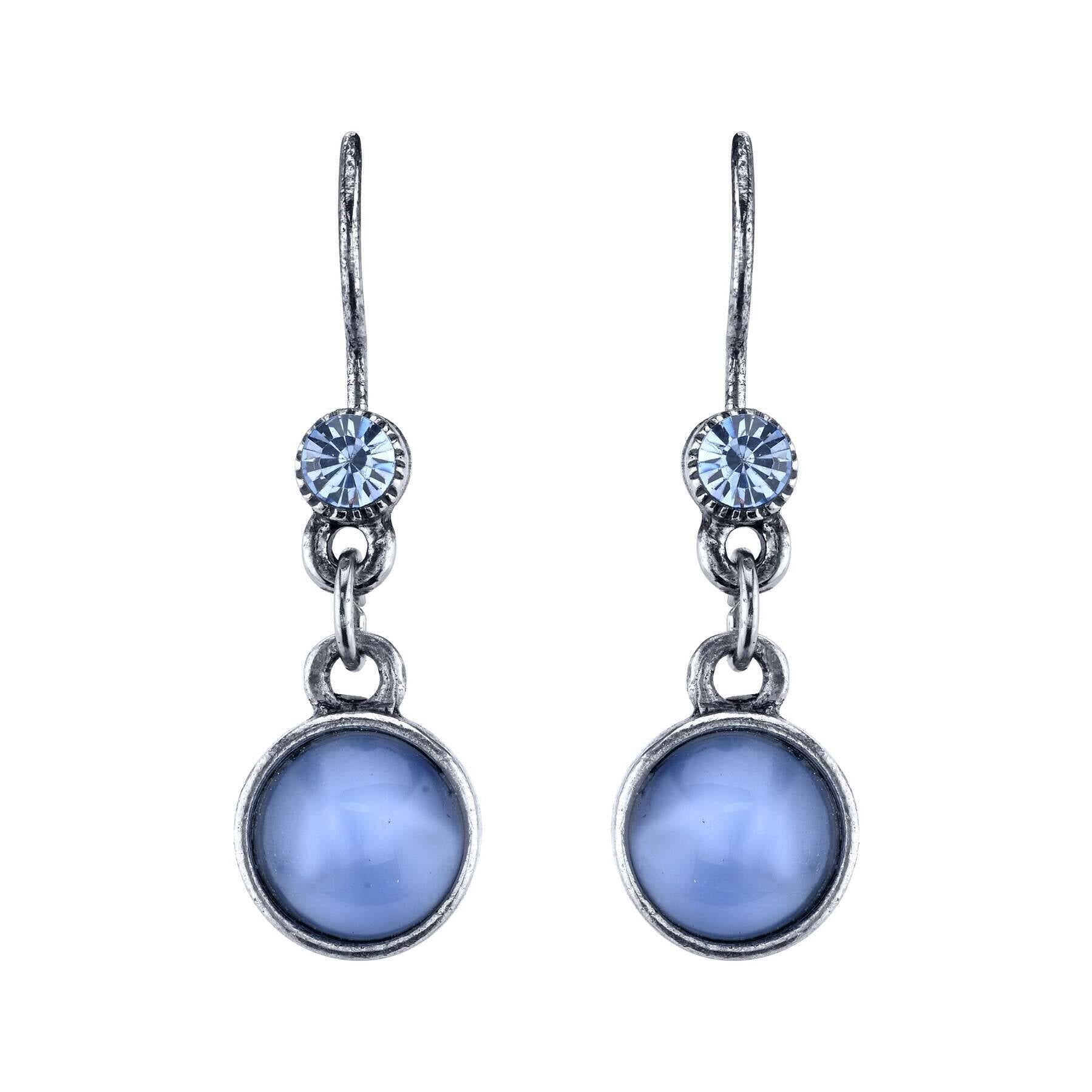 1928 Jewelry Light Sapphire Blue Crystal And Blue Moonstone Drop Earrings