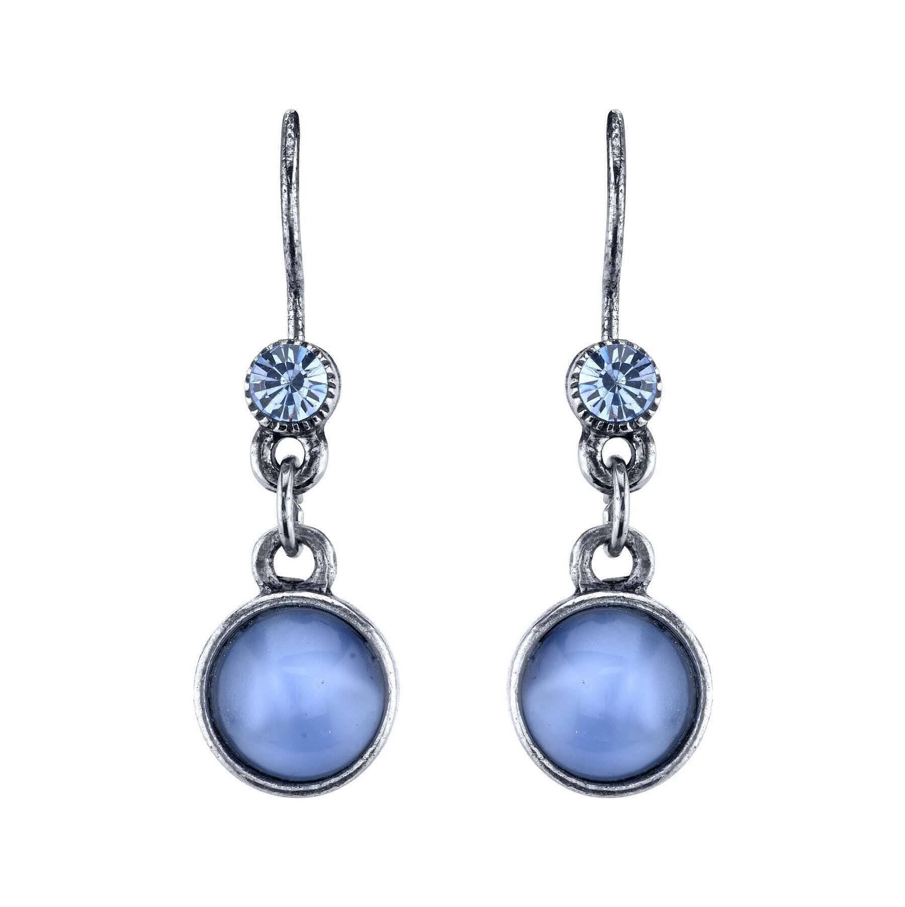 1928 Jewelry Light Sapphire Blue Crystal And Blue Moonstone Drop Earrings