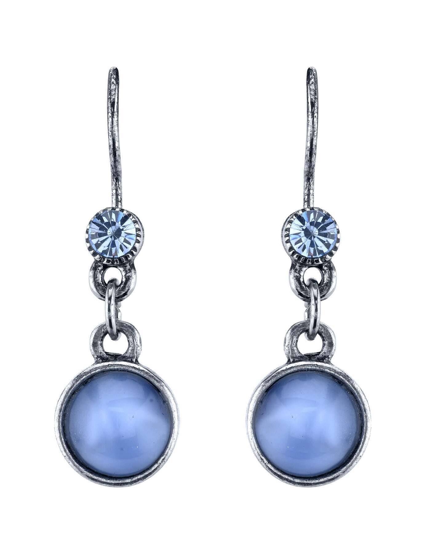 1928 Jewelry Light Sapphire Blue Crystal And Blue Moonstone Drop Earrings