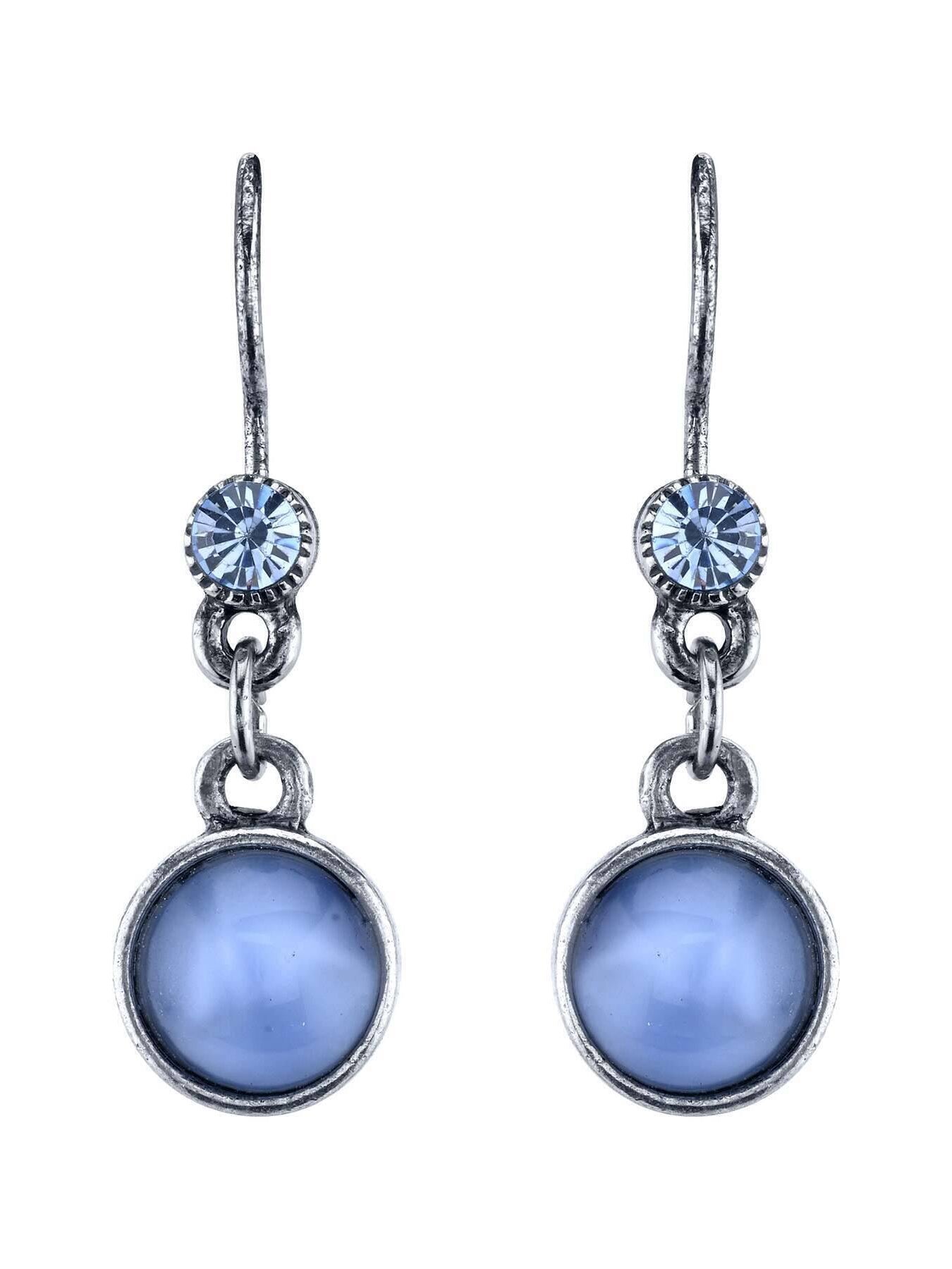 1928 Jewelry Light Sapphire Blue Crystal And Blue Moonstone Drop Earrings