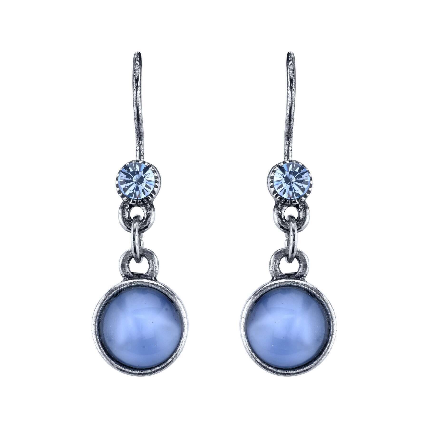 1928 Jewelry Light Sapphire Blue Crystal And Blue Moonstone Drop Earrings