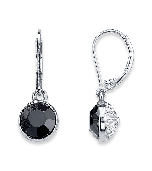 1928 Jewelry Classic Round Black Drop Earrings