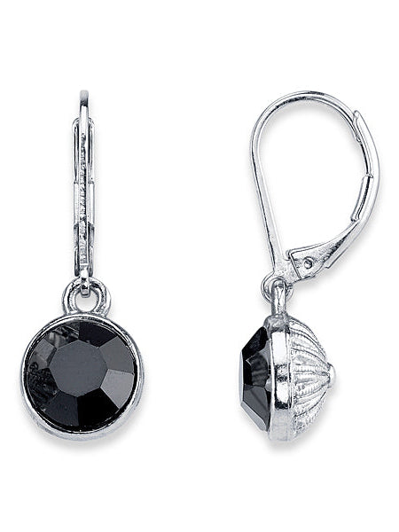 1928 Jewelry Classic Round Black Drop Earrings