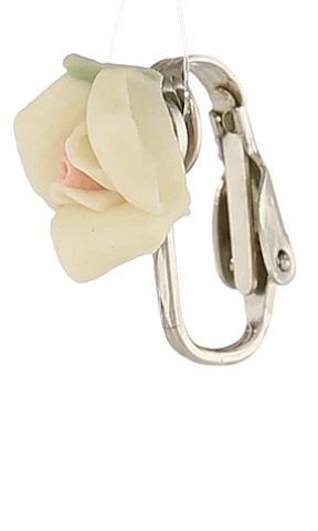 1928 Bridal Porcelain Rose Clip On Earrings
