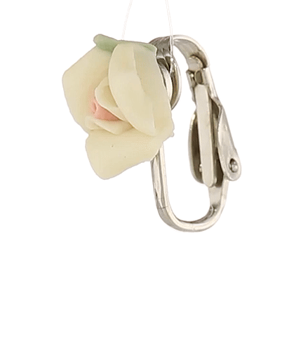 1928 Bridal Porcelain Rose Clip On Earrings