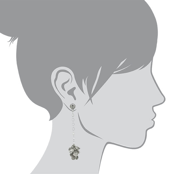 1928 Jewelry Linked Round Crystal Clusters Dangling Post Earrings