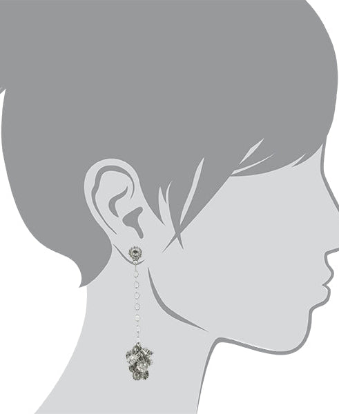 1928 Jewelry Linked Round Crystal Clusters Dangling Post Earrings