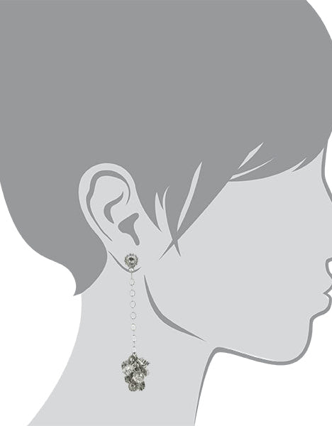 1928 Jewelry Linked Round Crystal Clusters Dangling Post Earrings