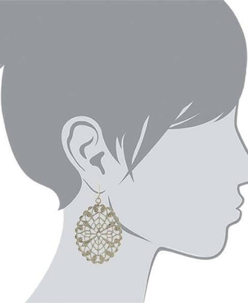 1928 Jewelry Intricate Oval Filigree Drop Earrings