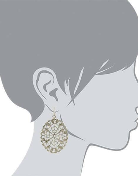 1928 Jewelry Intricate Oval Filigree Drop Earrings