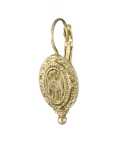 1928 Jewelry Baroque Insignia Oval Drop Earrings