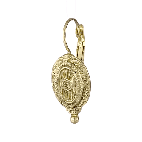 1928 Jewelry Baroque Insignia Oval Drop Earrings