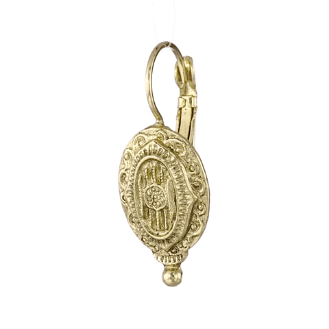 1928 Jewelry Baroque Insignia Oval Drop Earrings