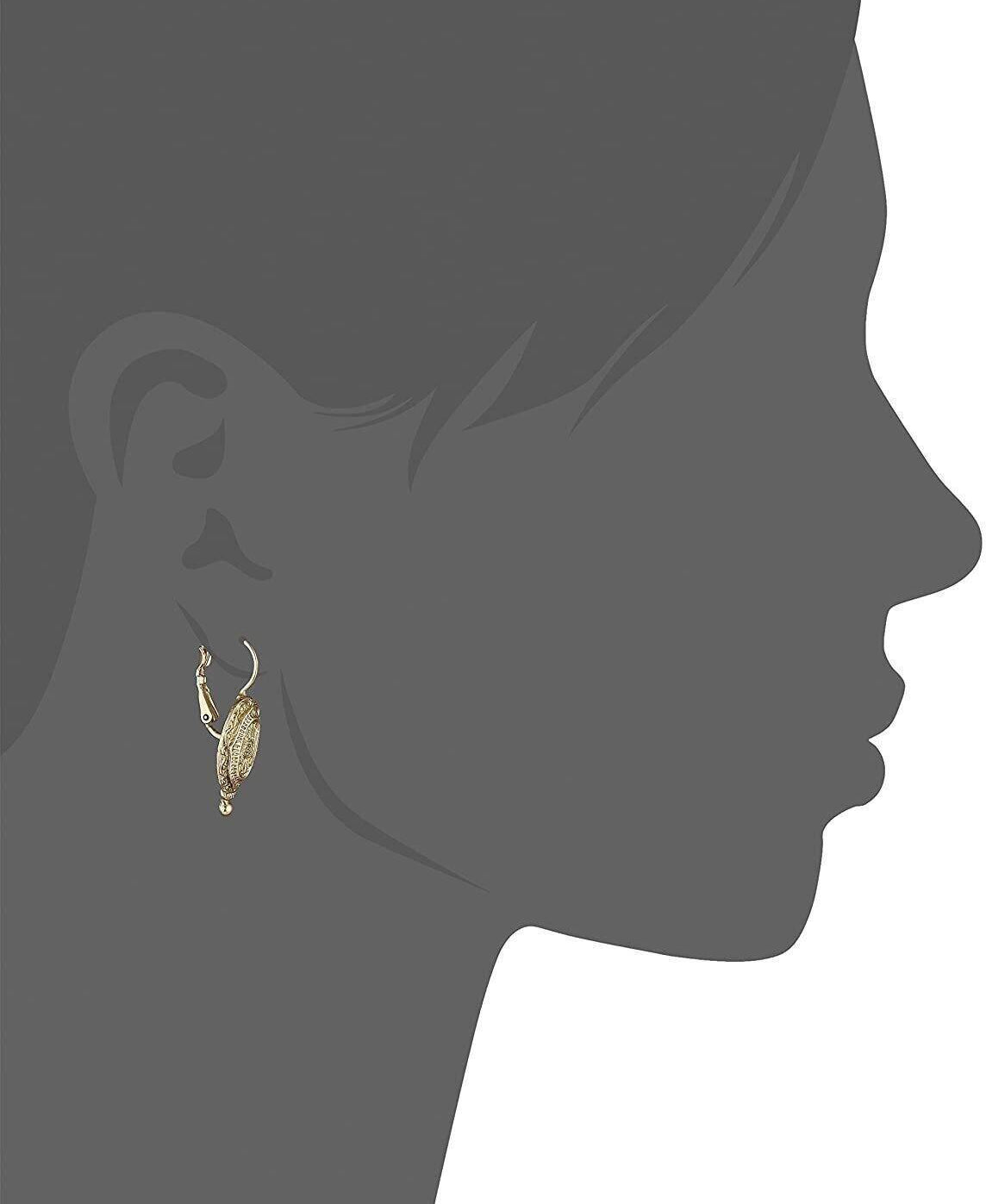 1928 Jewelry Baroque Insignia Oval Drop Earrings