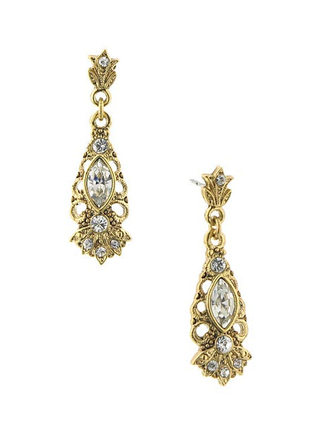 1928 Jewelry Crystal Navette Drop Earrings