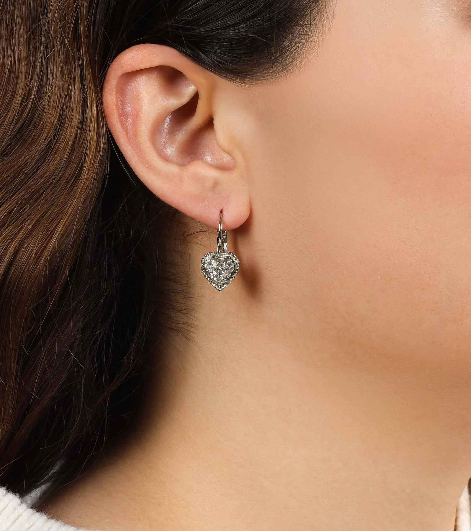 1928 Jewelry Crystal Heart Drop Earrings