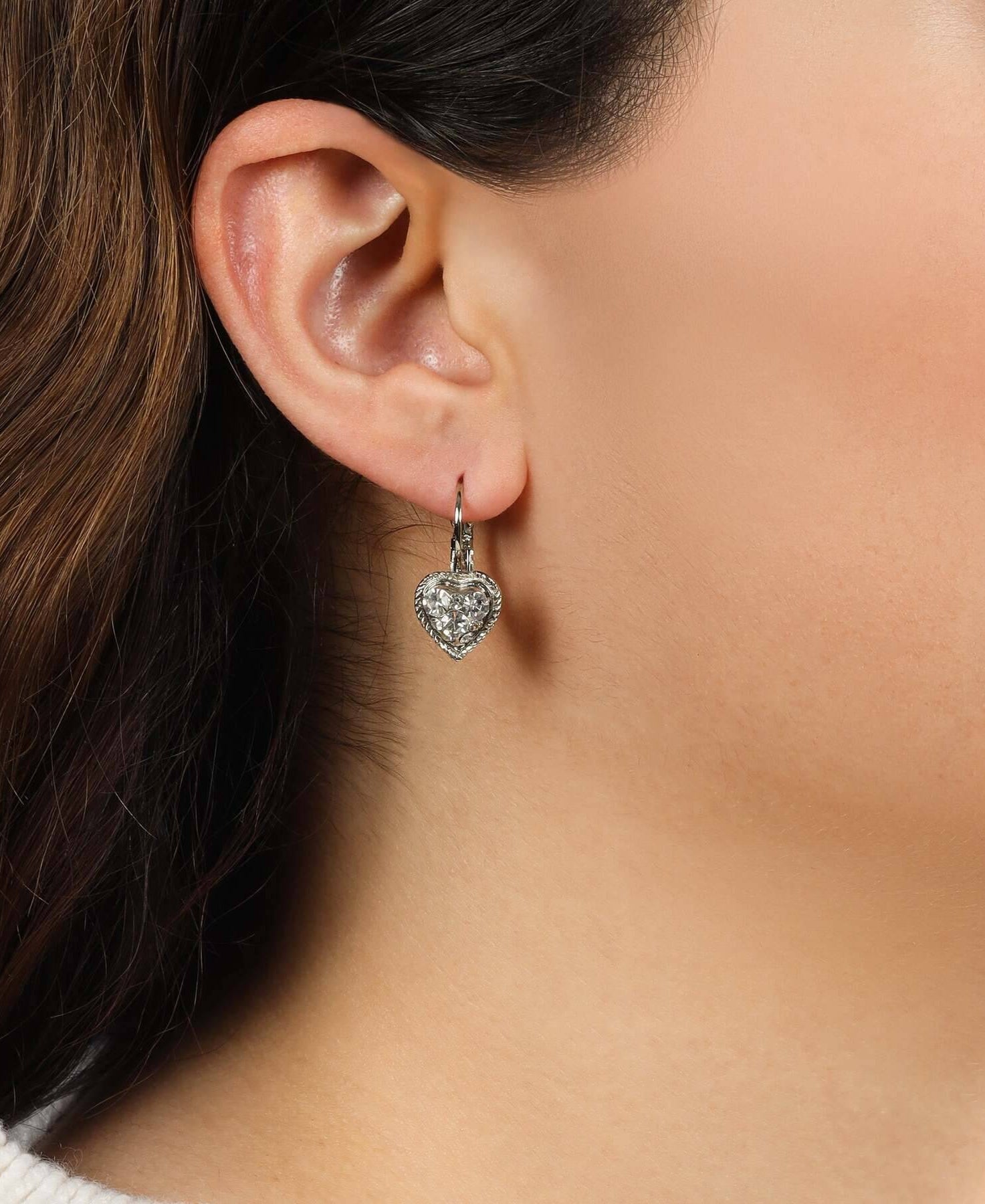 1928 Jewelry Crystal Heart Drop Earrings