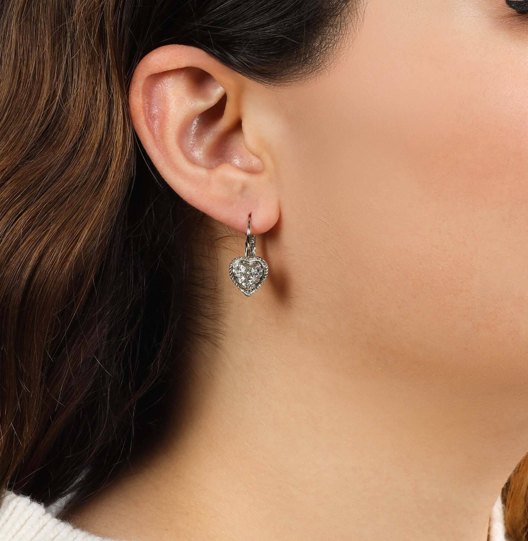 1928 Jewelry Crystal Heart Drop Earrings