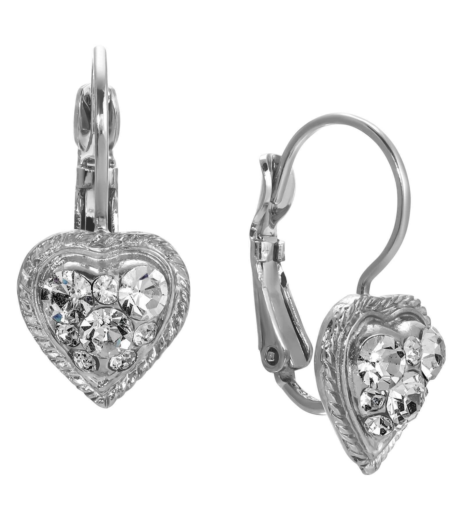 1928 Jewelry Crystal Heart Drop Earrings