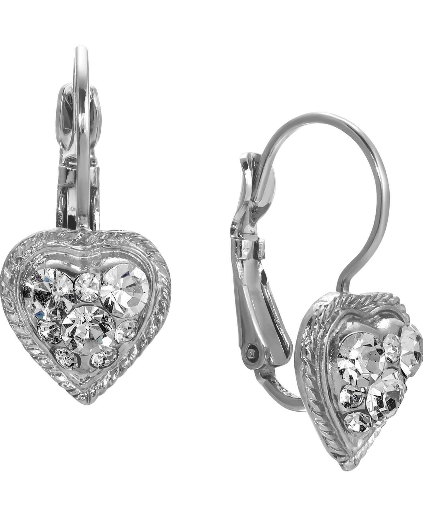 1928 Jewelry Crystal Heart Drop Earrings