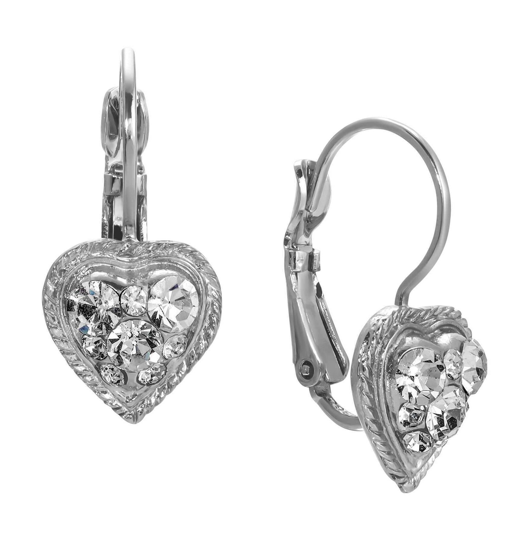 1928 Jewelry Crystal Heart Drop Earrings