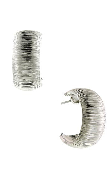 1928 Jewelry Silver Hoop Brushed Finish Earrings