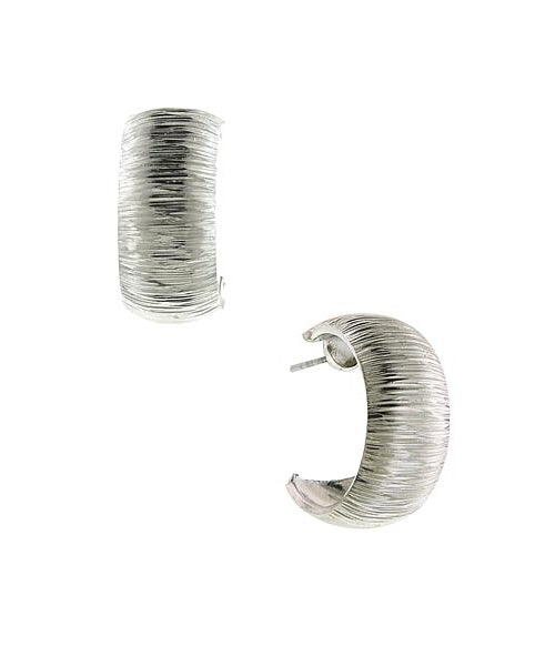 1928 Jewelry Silver Hoop Brushed Finish Earrings