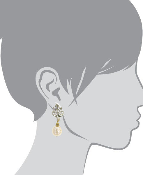 Antiquities Couture Crystal Baroque Faux Pearl Drop Post Earrings