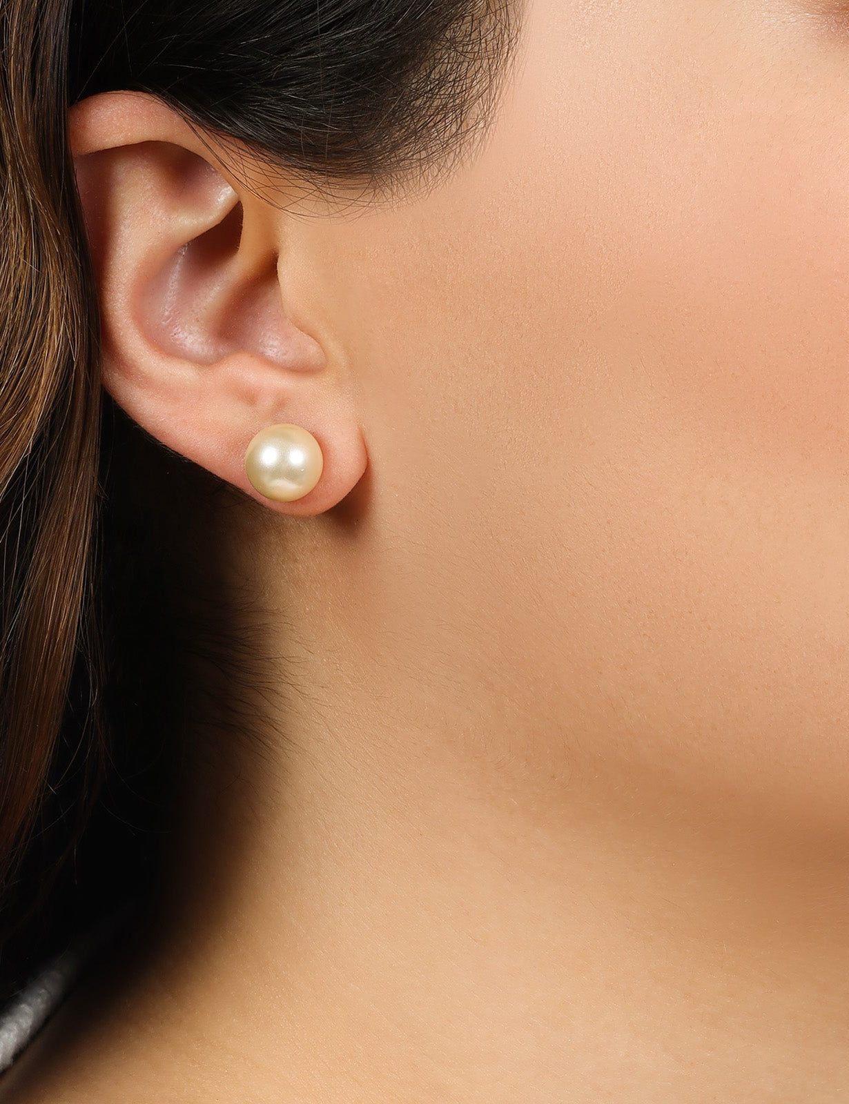 2028 Jewelry Faux Peach Pearl Stud Earrings 8Mm