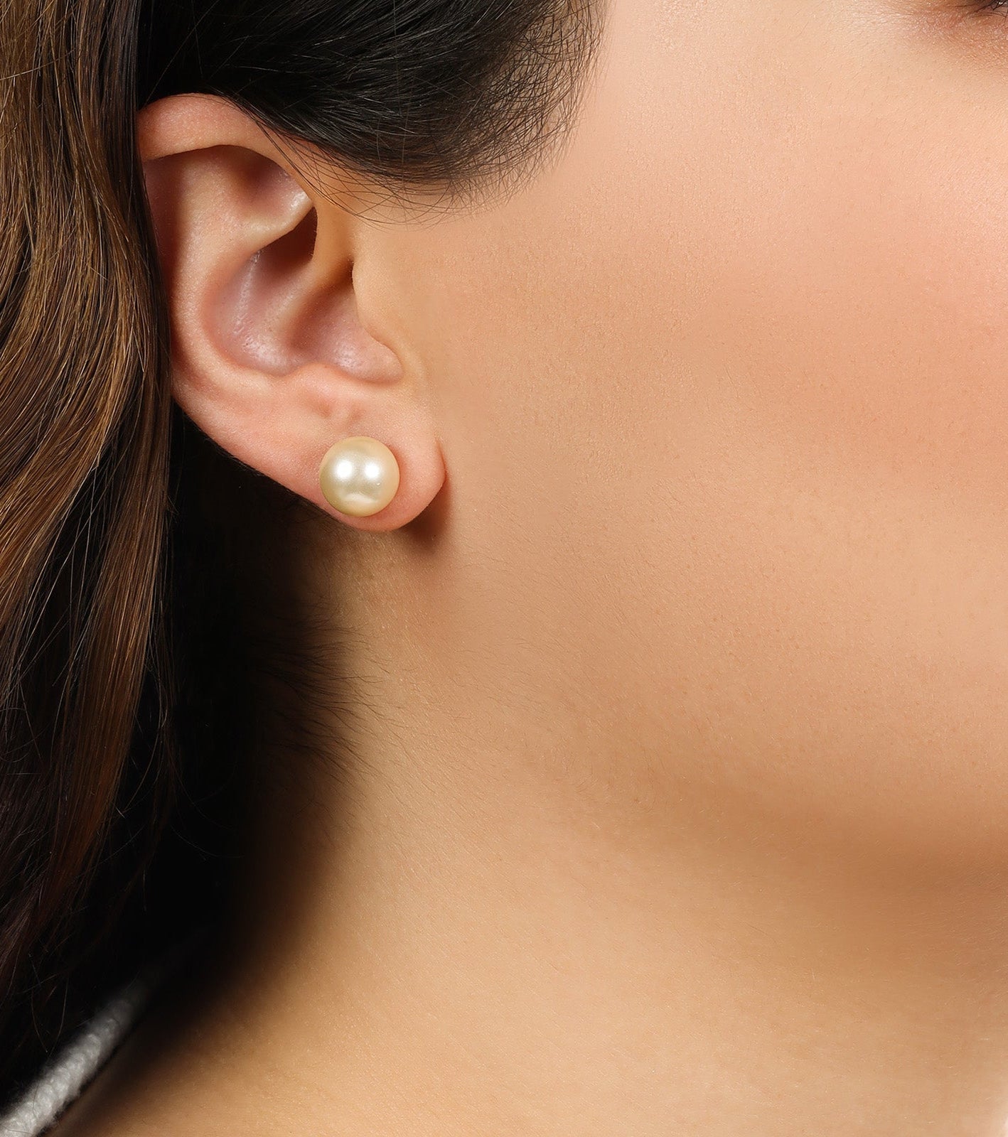 2028 Jewelry Faux Peach Pearl Stud Earrings 8Mm