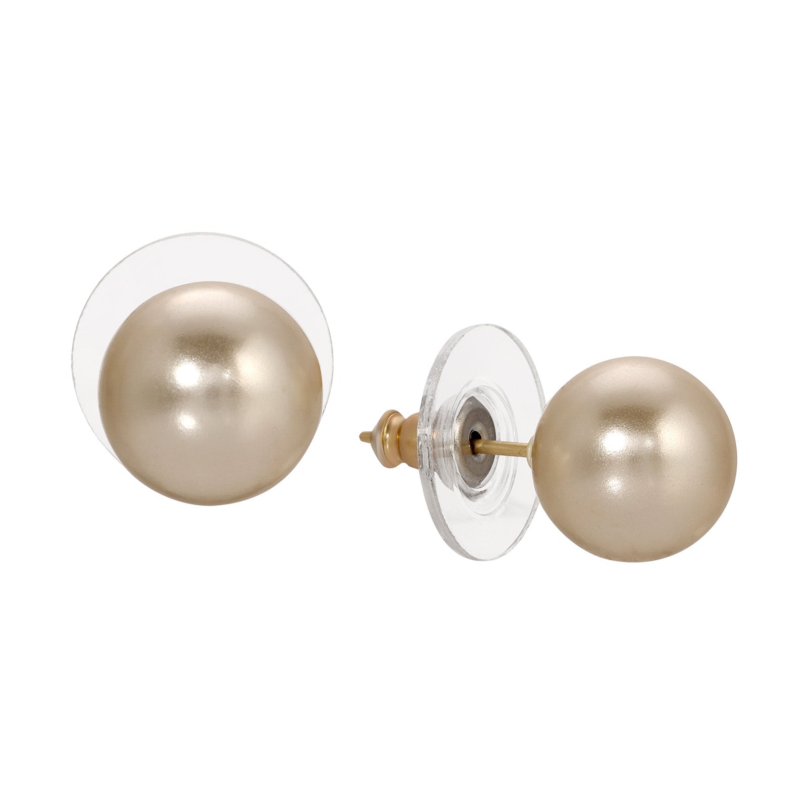 2028 Jewelry Faux Peach Pearl Stud Earrings 8Mm