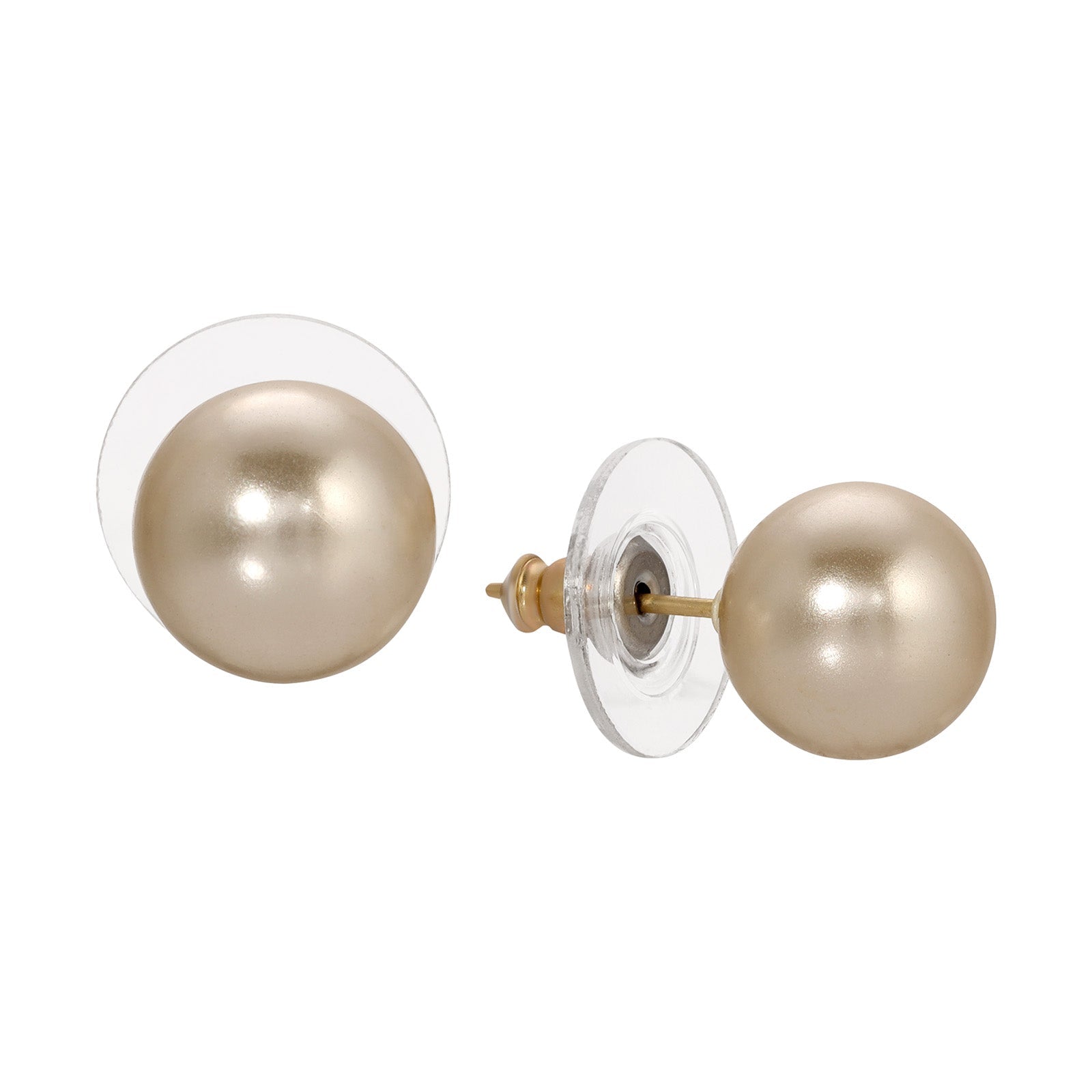 2028 Jewelry Faux Peach Pearl Stud Earrings 8Mm