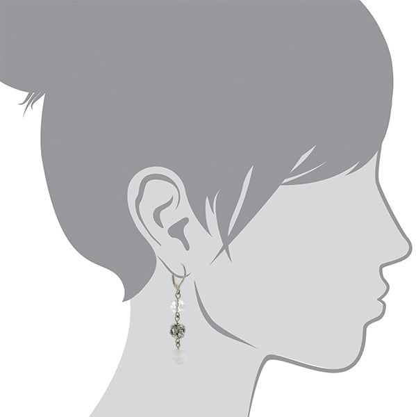 2028 Jewelry White Cats Eye Crystal Fireball Drop Earrings