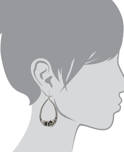 2028 Jewelry Flower Teardrop Hoop Earrings