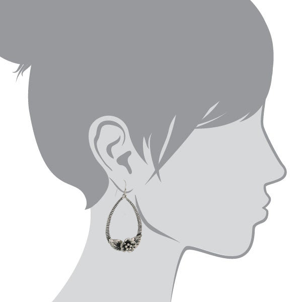 2028 Jewelry Flower Teardrop Hoop Earrings