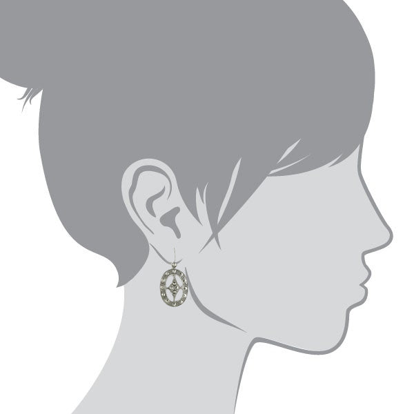 1928 Jewelry Oval Faux Marcasite Drop Earrings