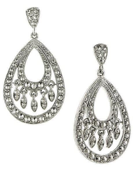 2028 Jewelry Multi Fashion Marcasite Stone Teardrop Earrings