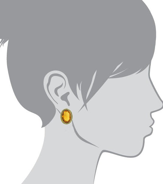 1928 Jewelry Topaz Oval Button Earrings